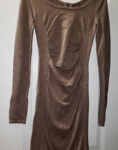 Express brown/gold sweater dress XS